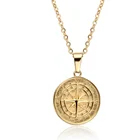 Silver Men Silver Gemnel 925 Sterling Silver 18k Gold-plated Compass Disc Pendant Necklace For Men