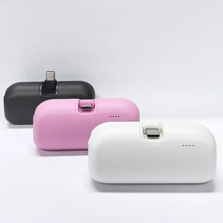 Trending Products 2025 New Arrivals PB199 20W White Black Pink Capsule Power Bank 4000mAh Built-in Foldable Usb-c Port Connector