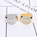 Grade Gold Grade 3A Zircon Geometric Bling 18K Gold Plated Jewelry Cz Men Ring