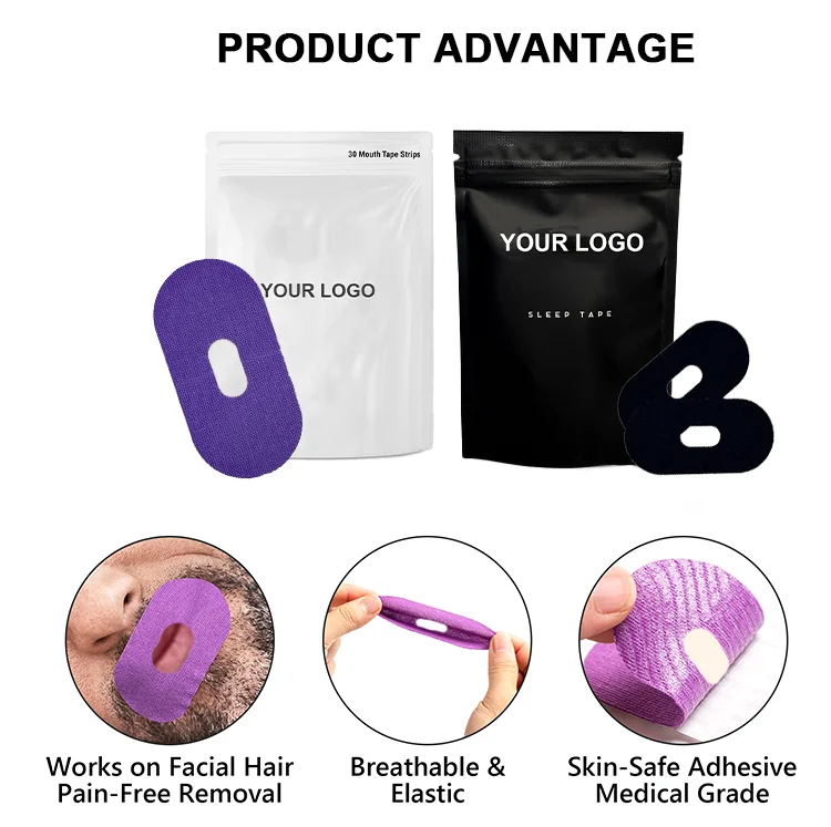 product improved nighttime sleeping oval shape mouth tape sleep strips for better nose breathing anti snoring tapes for adult-4