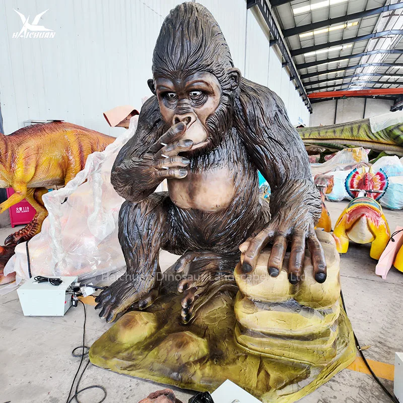 product china manufacturer life size animatronic animals gorilla model for jungle zoo park decoration props realistic chimpanzee statue-1