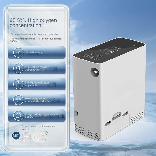 PS6L Home High Flow Pulse Silent 1-6L Battery Powered Mini Travel Portable Oxygen Concentrator