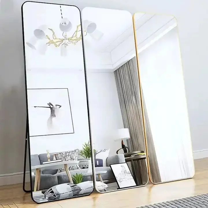 product modern aluminum alloy framed full length body floor mirror for bedroom home-6