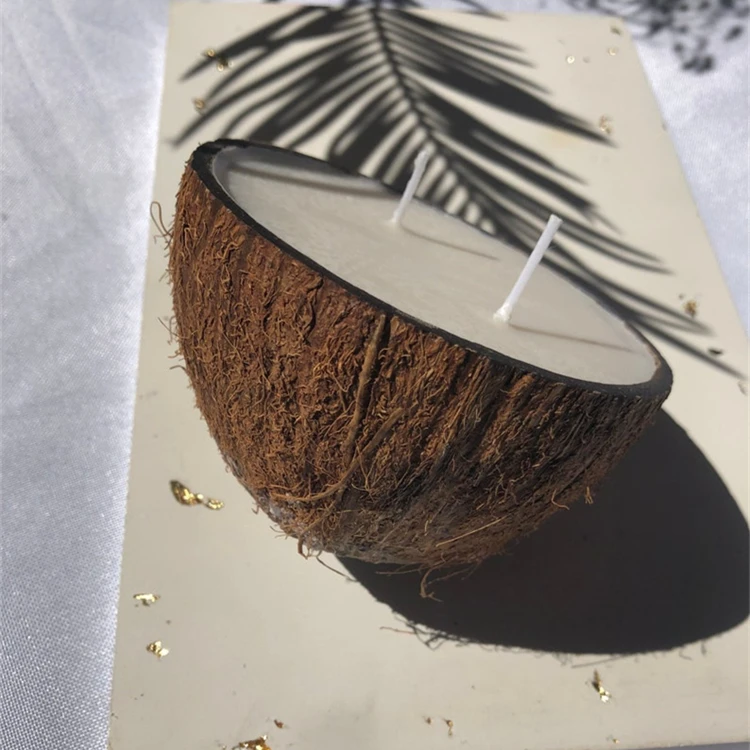 Luxury Wood Wick Coconut Bowl Candles With Crystal Handmade Natural Coconut Shell Scented