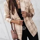 Plaid Coat Plaid Autumn Slim Fit Plaid Woolen Pocket V Neck Outerwear Jacket Women's Coat