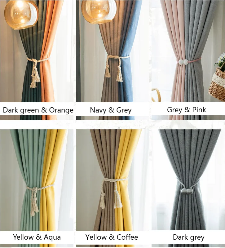 Northern Europe simple solid color curtain fabric blackout and sun-resistant for living room custom