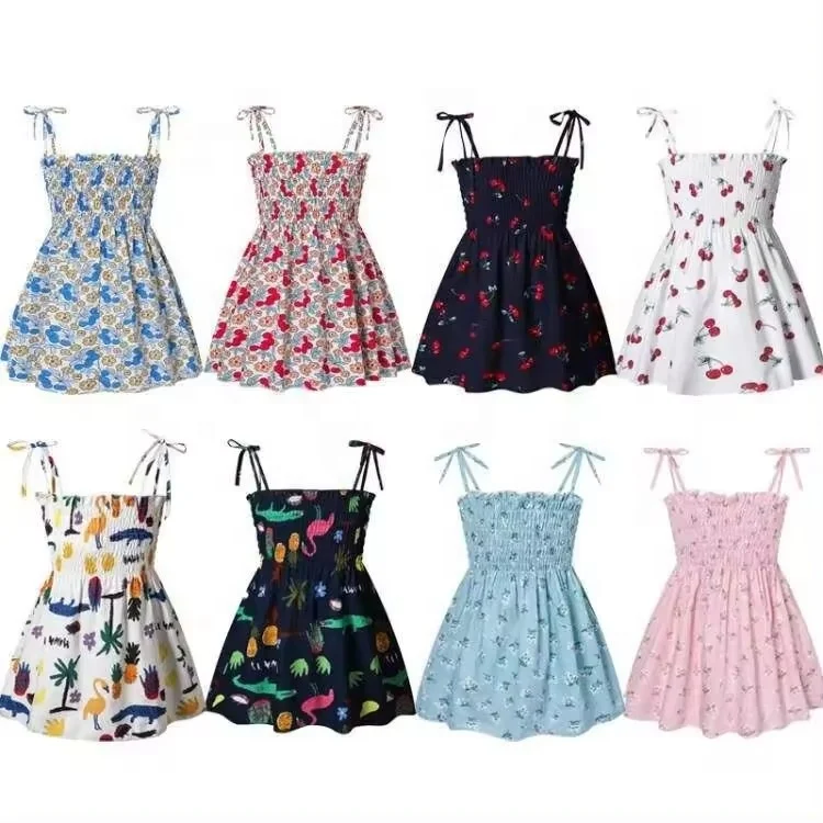 Girls Summer Dress Off Shoulder Ruffle Floral Spaghetti Strap Casual Sundress Tiered Midi Dress