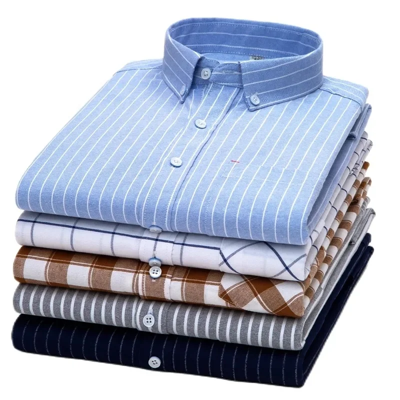 Wholesale autumn plaid shirt men's long sleeve loose plus size shirt autumn winter men's shirt