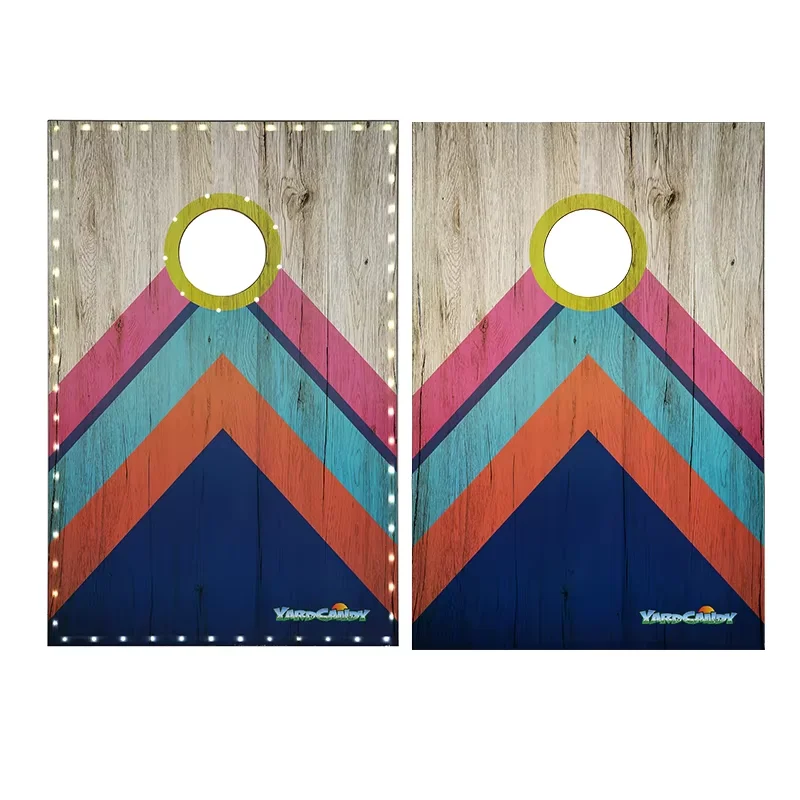 Outdoor Cornhole Board Bean Bag Toss Game Set For Kids And Adults With Light