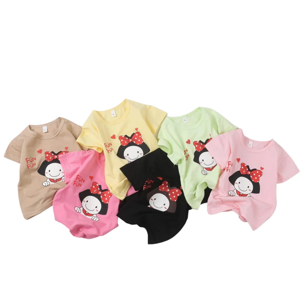Boys & Girls T Shirt Children Short Sleeve Plain Custom Logo Printing 100% Cotton Blank Kids Baby Girl Soft Casual Quantity 2023