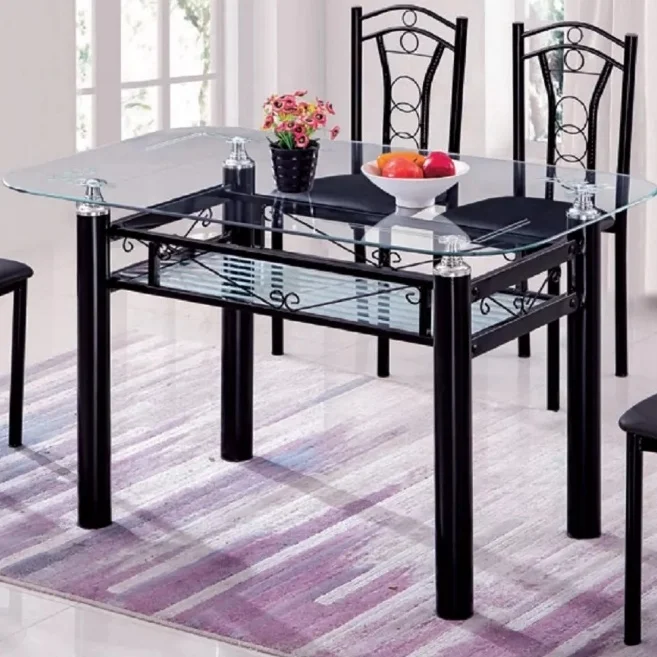 Metal leg dining sets tables modern for dining furniture table and chairs set sale in foshan factory