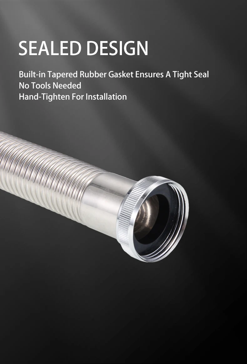 304 Stainless Steel Flex Pipes Plated Spring Water S Trap Pipe Flexible Drain Hose for Washbasin factory