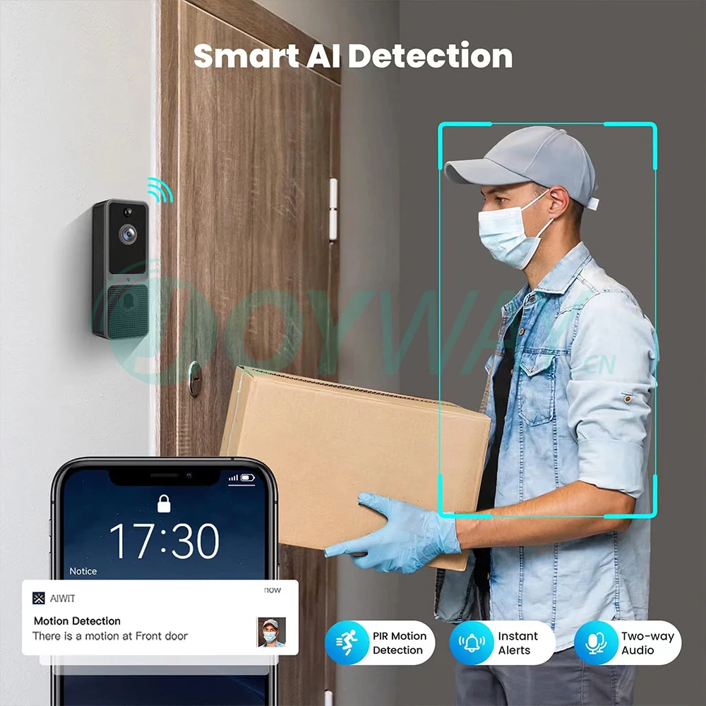 Smart Visual Intercom Night Vision Ai Home Monitor Security Door Bell Waterproof Video Doorbell Camera