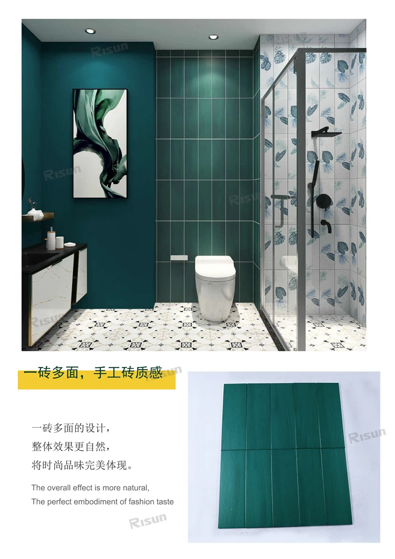 Dải Hoa Văn Xanh 150X450, Họa Tiết Nghệ Thuật, Nội Thất Phòng, Khách Sạn, Tàu Điện Ngầm, Gạch Lát Sàn Nhà Tắm, Nhà Bếp