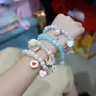 Acrylic Plastic Acrylic Pearl Kids Beaded Bracelet Cartoon Crown Heart Pendant Bracelet Accessories Gift