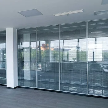 Modern office interior design Partition glass office Visible frame louvered glass partition