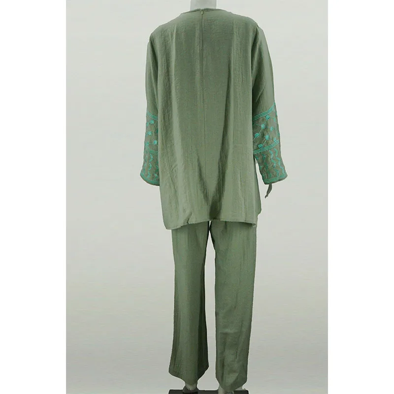 New Embroidery Abaya Manufacturer Wholesale New Arrival 2 Piece Set Islamic Clothing Muslim Abaya Dubai Top and Pants Set details