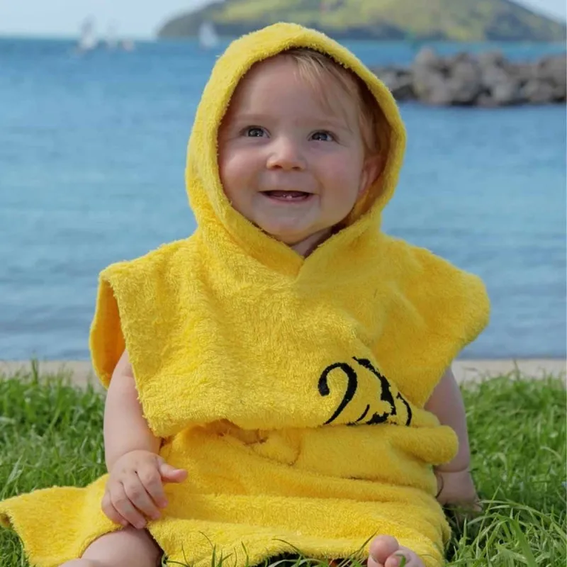 Children's beach changing robe hooded poncho towel