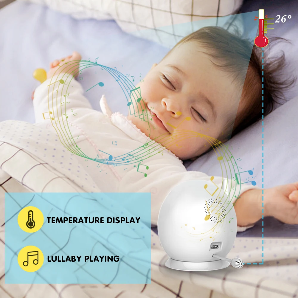 720P HD Smart Video Nanny Digital Babyfoon Two Way Talk Night Vision Yellow Baby Monitor with Camera and Audio