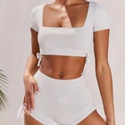 Oem Designs Fitness Wear Women Crop Top Tee Shirt And Shorts For Yoga Set