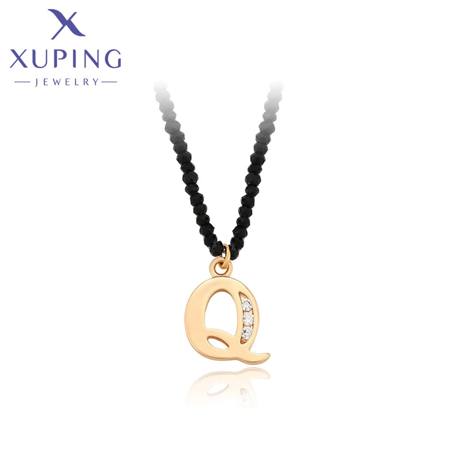 A00724259 xuping fashion letter Q pendant necklace simple gold zircon necklace