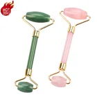 Massage Massage Roller FMR23 Custom Logo Professional Rose Quartz Pink Crystal Jade Facial Face Massage Roller For Face