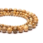 Brown Beads Brown Round Picture Jasper Stone Beads Of Nature Stone For Jewelry Making With Many Sizes