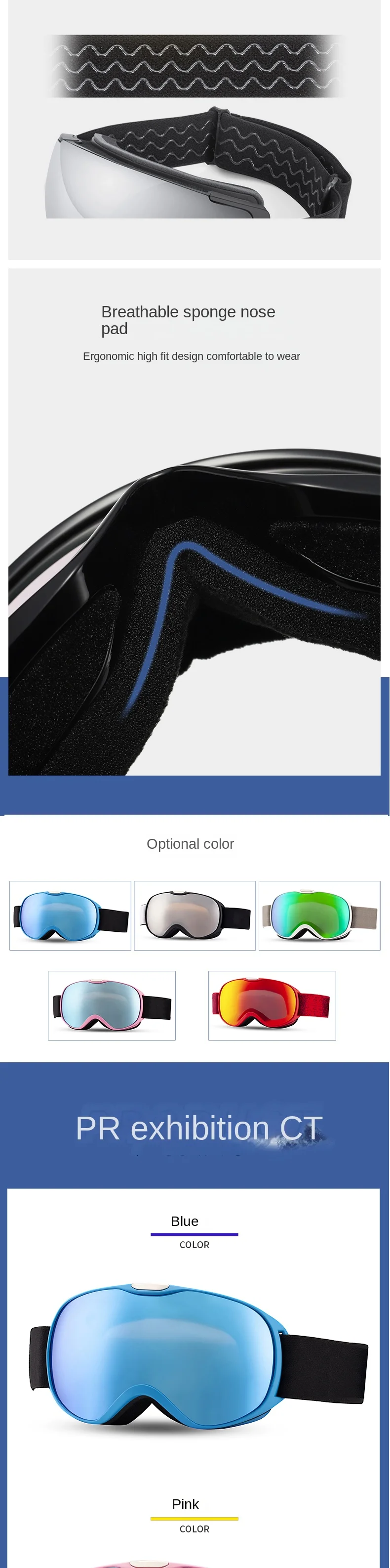 Outdoor Ski Goggles with Water Transfer Technology for Skiing and Snowboarding