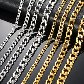 Jewelry Gift Choker Stainless Steel Gold Mixed Rope Men Cuban Chain Link Gold Necklace