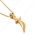 Metal Pendant XISHUO Heavy Metal Stainless Steel Pirate Gold Skull Dagger Pendant Necklace