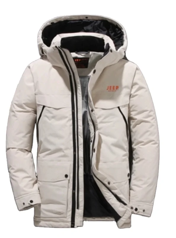OEM ODM Luxury Men's Winter White Duck Feather Down Coat Formal Business Outwear Casual Jacket Custom Warm Up Coldproof Jacket
