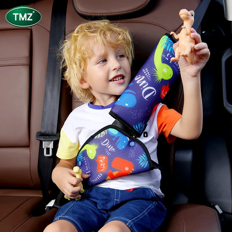 Orange+Blue Belt Cover Strap Protector Pad for Children Child Adult Shoulder Neck Safety Triangle Positioner Bluecell World 2 Pack Seatbelt Adjuster for Kids Travel 