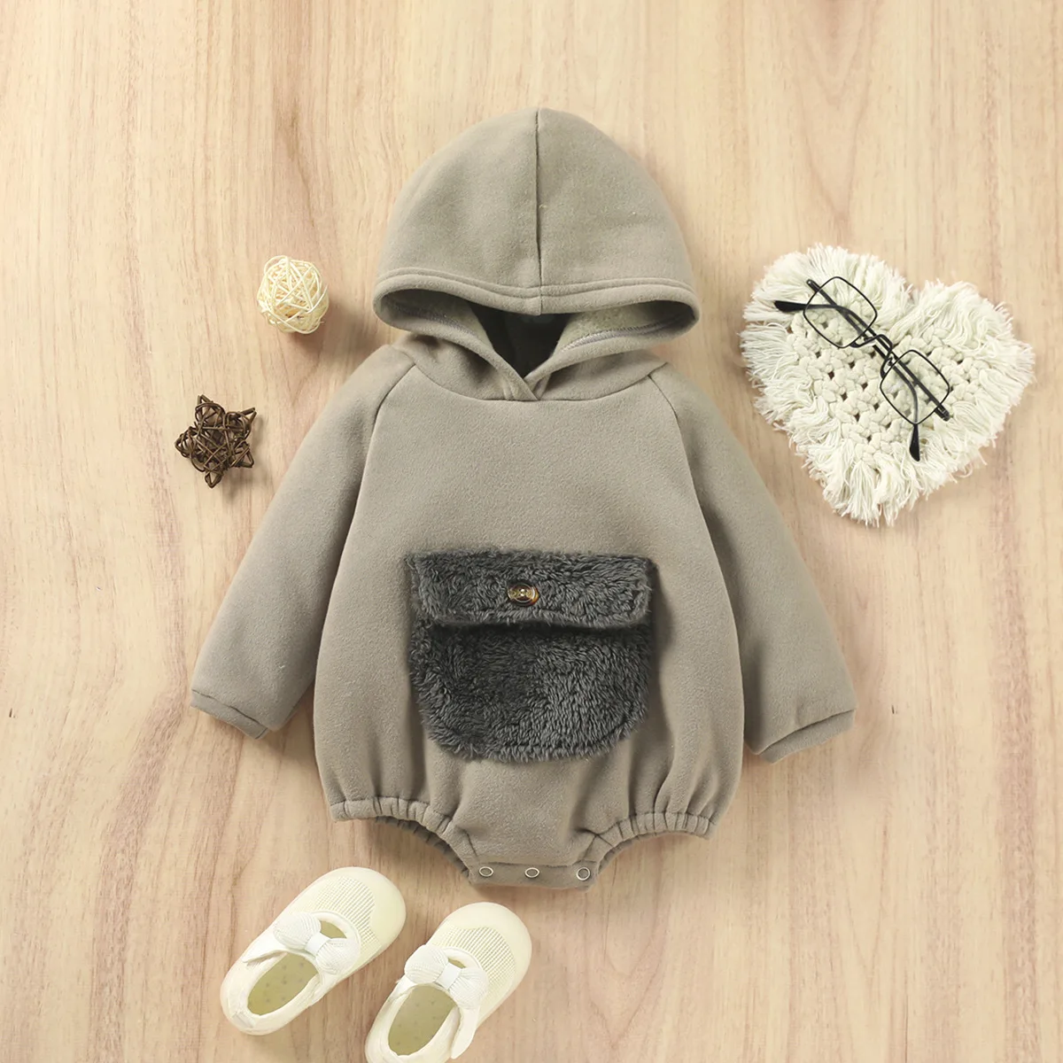 INS style newborn baby rompers solid cotton infant girls clothing pullover sweatshirt kids autumn clothes with pocket