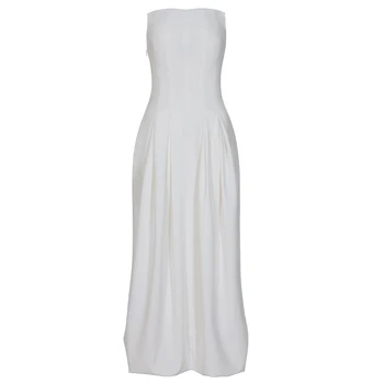 AEL Summer Casual Street style elegant solid color luxury beach designer premium strapless sleeveless dress