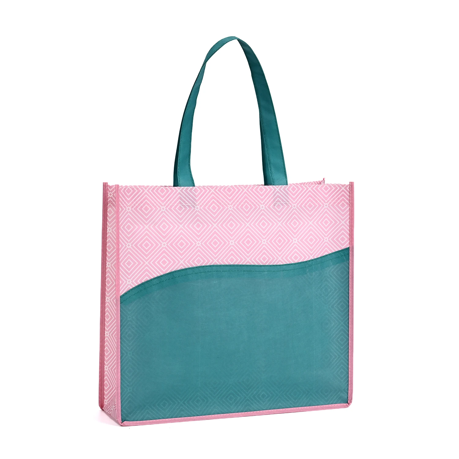 Custom Eco-Friendly RPET Shopping Bag Printed with Logo Pattern and Handle Sustainable Non-Woven Design details