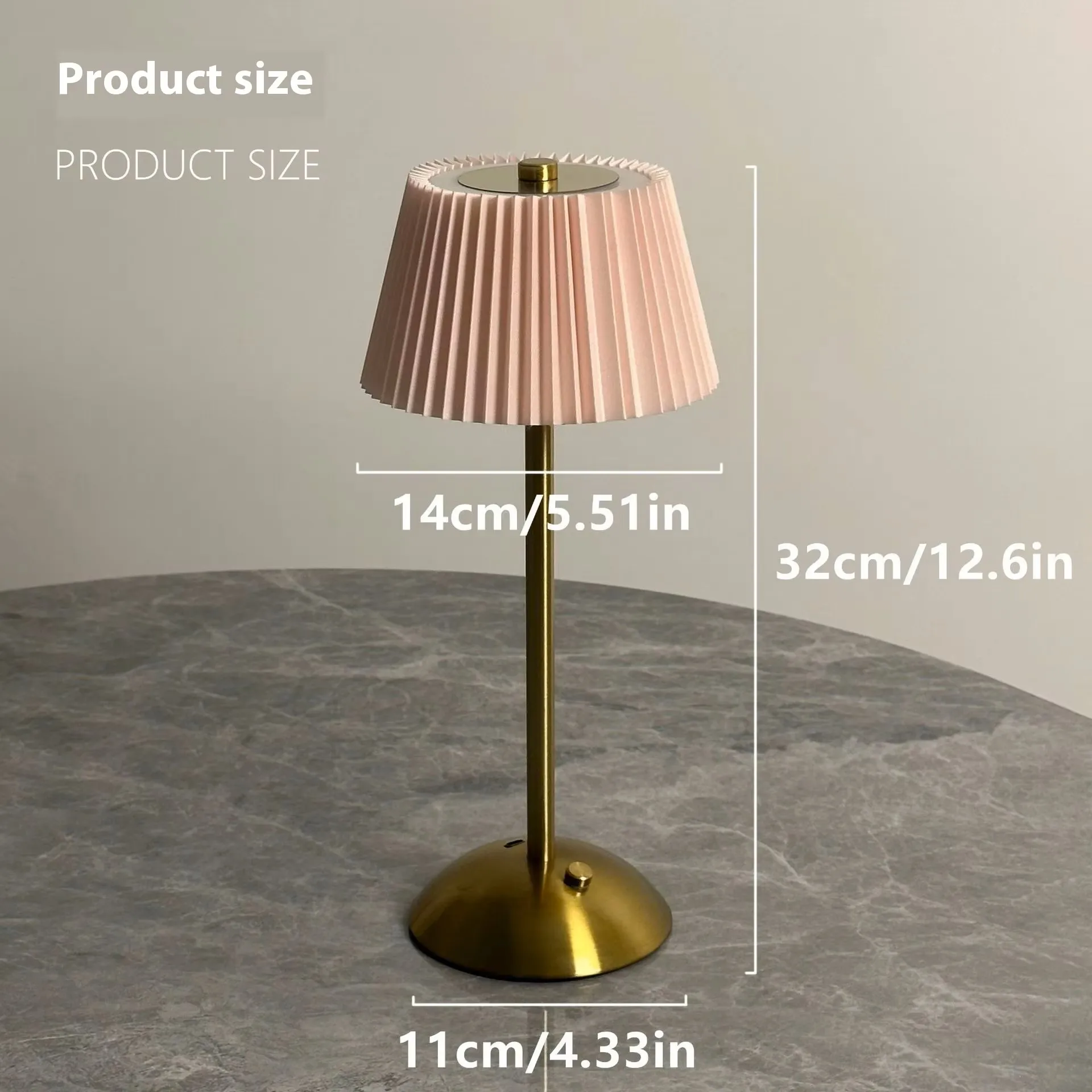 Modern Minimalist Rechargeable Touch Night Light Pleated Fabric Metal Bedside Atmosphere Lamp 5V Battery Cross-Border Table Lamp
