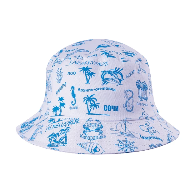Adult size cotton fabric summer hat  printed bucket hat