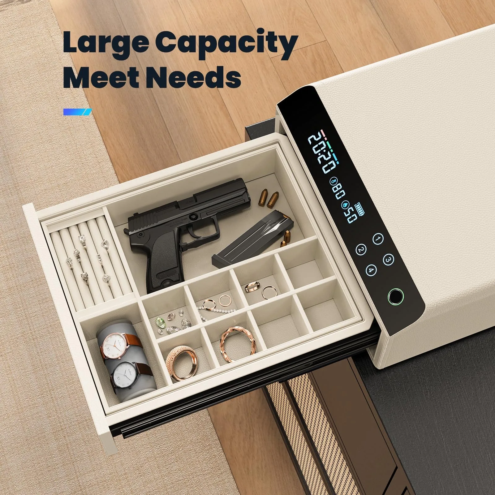 CEQSAFE Europe Market High-end Password Locker Leather Bluetooth Drawer Safe Jewelry Watch Winder Safe Box manufacture