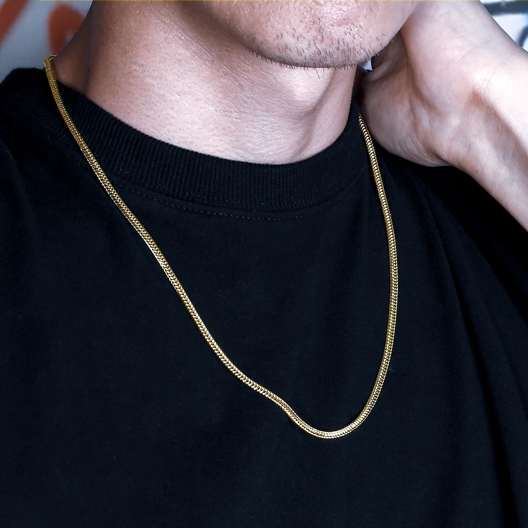 Details about   14k Gold Plated Stainless Steel Heavy Thick HipHop 5mm 36" Franco Chain Necklace 