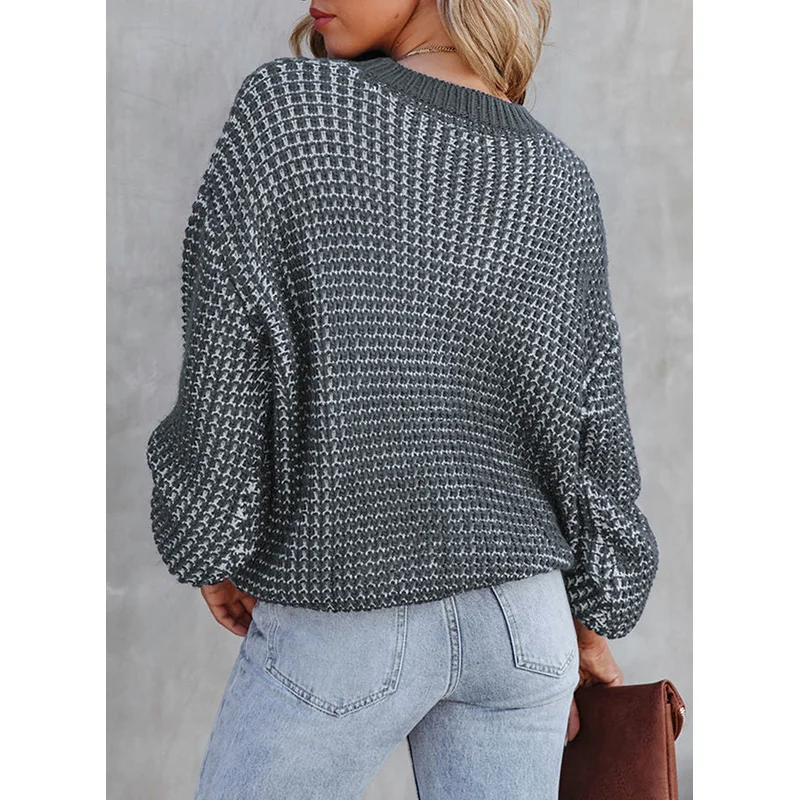 Dear-Lover Odm Private Label High Quality Loose Knitted Drop Shoulder Puff Sleeve Oversize Sweater For Women