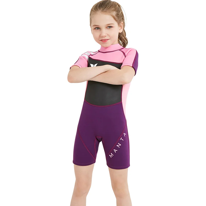 2-5mm Keep Warm One Piece Kids Short Sleeve Snorkeling Suit Drifting Swimsuit Shorty Diving Wetsuits