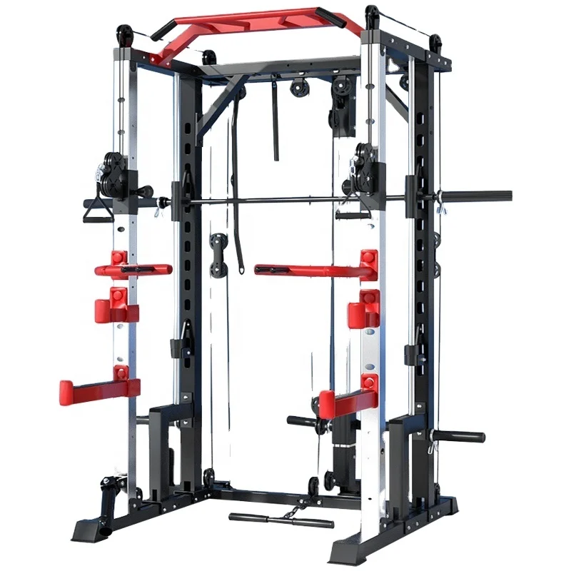 In Stock Wholesale Home Gym Fitness Equipment Multi Function Crosser Trainer Smith Machine Power Cage Adjustable Rack - Buy Smith Squat Power Rack Adjustable Squat Rack Crosser Trainer,Functional