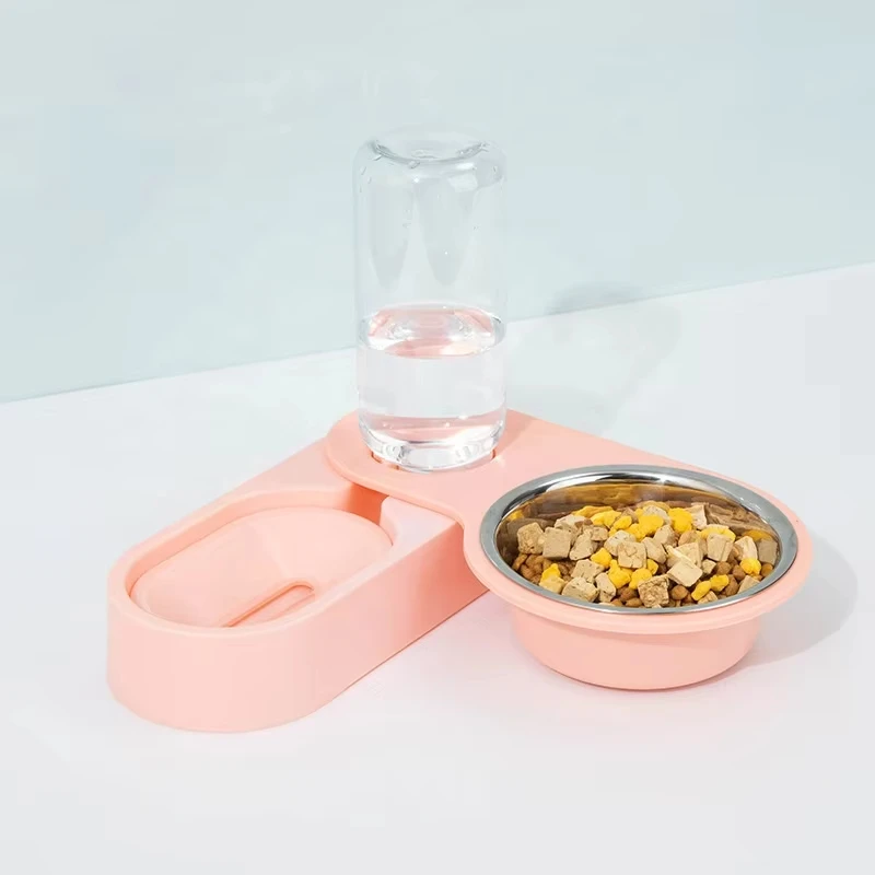New Design Small and Medium Dog Food Bowl Cat Bowl Stainless Steel Adjustable Double Bowl Pet Products factory