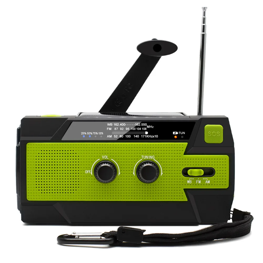 Multifunctional 4000MAH Solar Panel Powered Battery Light Hand Crank Emergency Weather Radio Internet Radio Function Flashlight