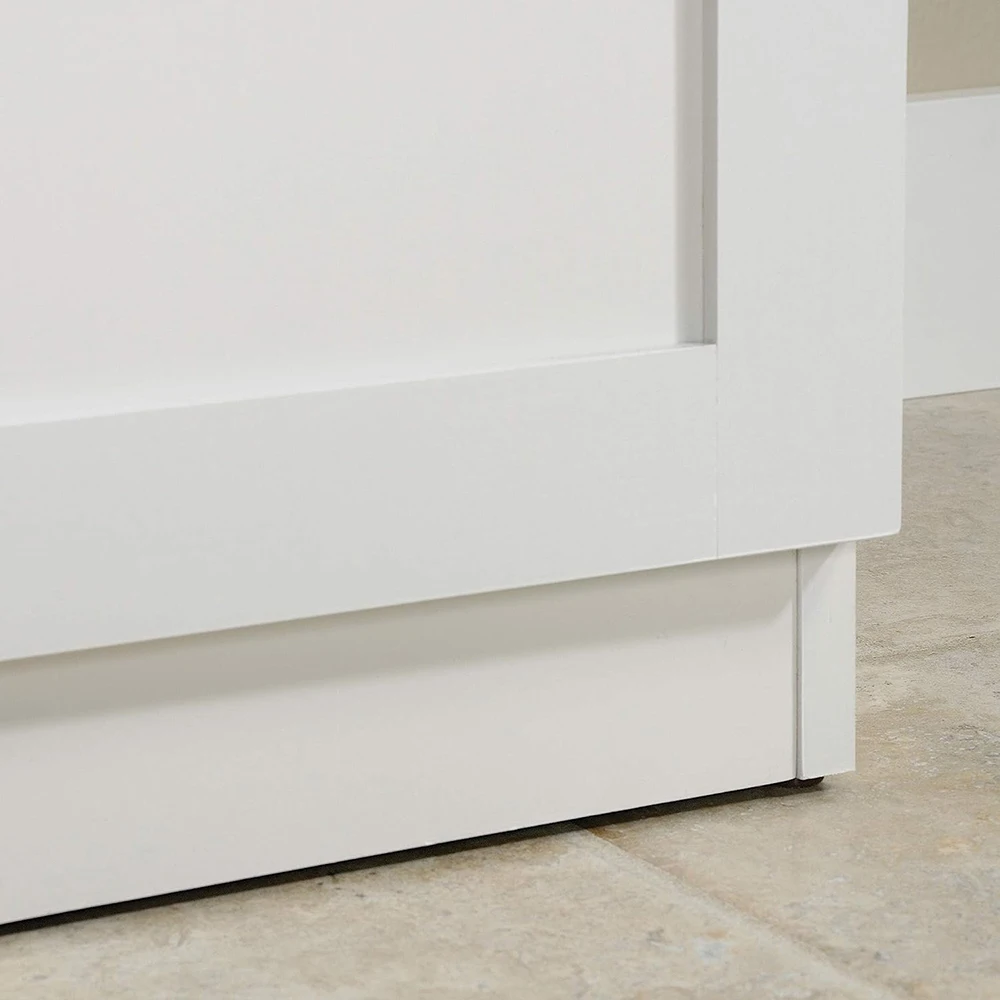 Modern 4-Shelf Tall White Wood Storage Cabinet with 2 Doors for Living Room supplier