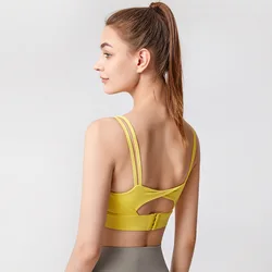 New Arrival Yoga Fitness Underwear Beautiful Back Thin Shoulder Strap Women Open Back Sexy Sports Bra With Pad