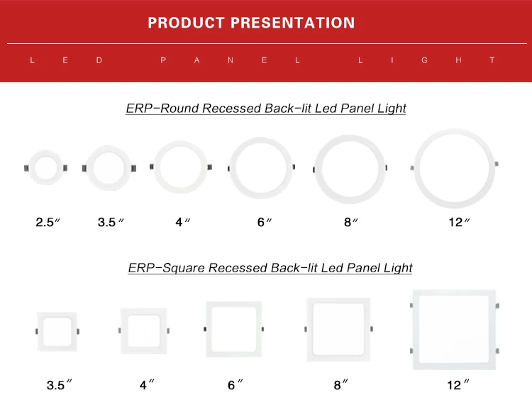 Energy Efficiency Label ERP CE ROHS 8W 4W 6W 9W 12W 18W 24W Downlight Round Led Slim Panel Light