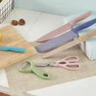 Wholesale Color Gift Knife Set Wheat Straw Coating Stainless Steel Kitchen Knife Set Of 6