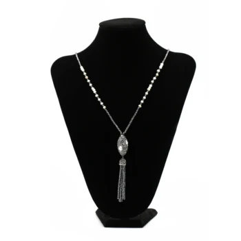Fashion Jewelry Black Hematite Beaded Mixed Pearl Beads Pendant with Tassels Design Necklace