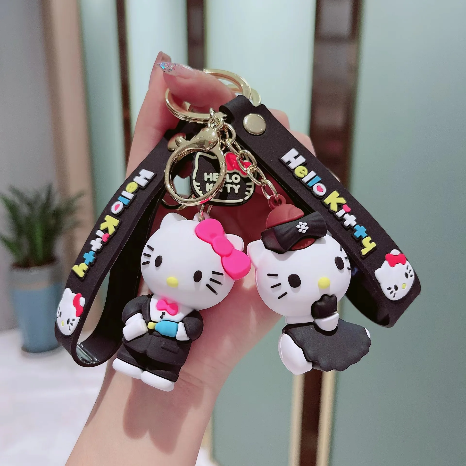 Cartoon Anime Kawaii Hello Kitty Pendant Keychains Car Key Chain Key Ring Phone Bag Hanging Jewelry Gifts